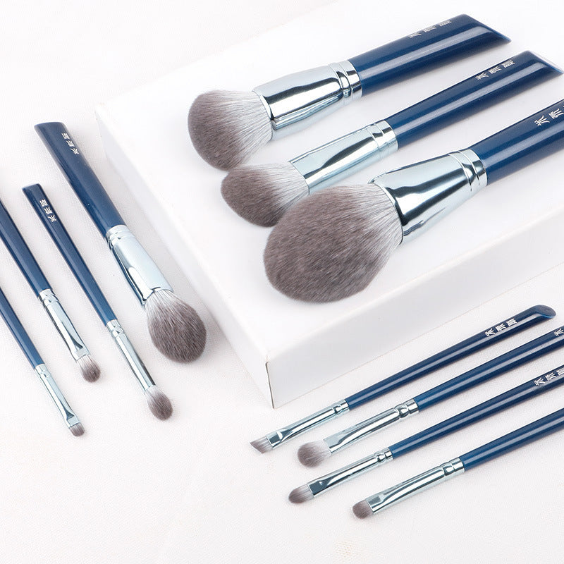 HKM-610259 11-Piece Quick-Drying Bionic Fiber Makeup Brush Set with Wooden Handles