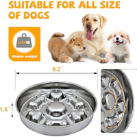 HKM-021715 Non-Slip Slow Feeder Dog Bowl: Durable Stainless Steel with Heart and Bones Design, Suitable for All Dog Sizes