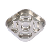 HKM-021715 Non-Slip Slow Feeder Dog Bowl: Durable Stainless Steel with Heart and Bones Design, Suitable for All Dog Sizes