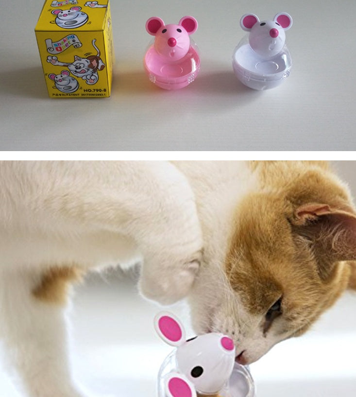 JMT-027274 Cat Mouse Shaped Leaky Tumbler Ball - 5 cm Diameter, 7 cm Height, Ideal for Playful Pets
