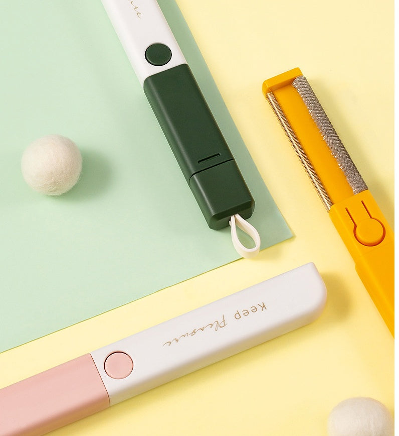 HKM-102611 Electrostatic Carry Clothes Hair Removal Brush - Compact Design in Yellow, Green, and Pink