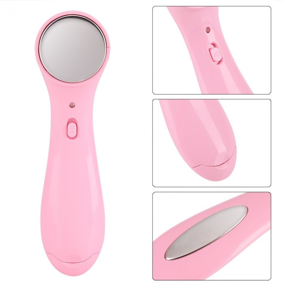 HKM-946515 Ultrasonic Facial Massager for Skin Tightening, Anti-Aging and Pore Cleansing, White/Pink
