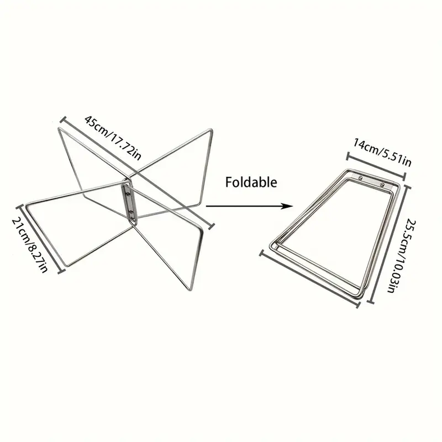 HKM-351379 Portable Stainless Steel Folding Rack with Moisture-Proof Insulated Storage Base for Outdoor Use