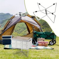 HKM-351379 Portable Stainless Steel Folding Rack with Moisture-Proof Insulated Storage Base for Outdoor Use