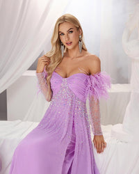 HKM-220819 Elegant Purple Evening Gown for Women - Style EZ25155