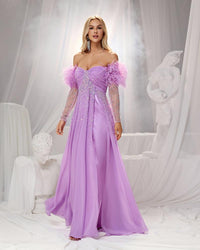HKM-220819 Elegant Purple Evening Gown for Women - Style EZ25155