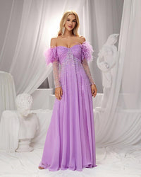 HKM-220819 Elegant Purple Evening Gown for Women - Style EZ25155
