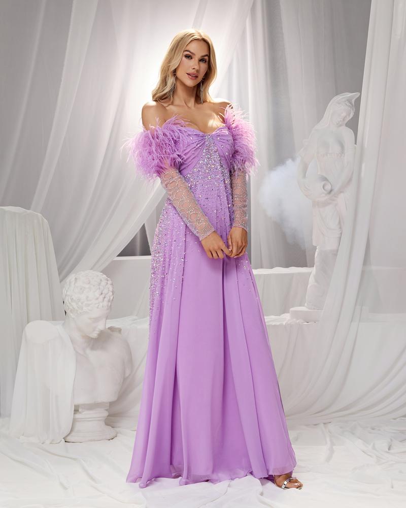 HKM-220819 Elegant Purple Evening Gown for Women - Style EZ25155