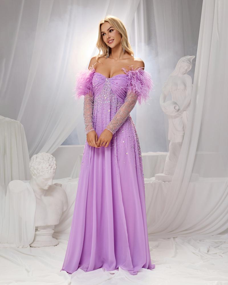 HKM-220819 Elegant Purple Evening Gown for Women - Style EZ25155