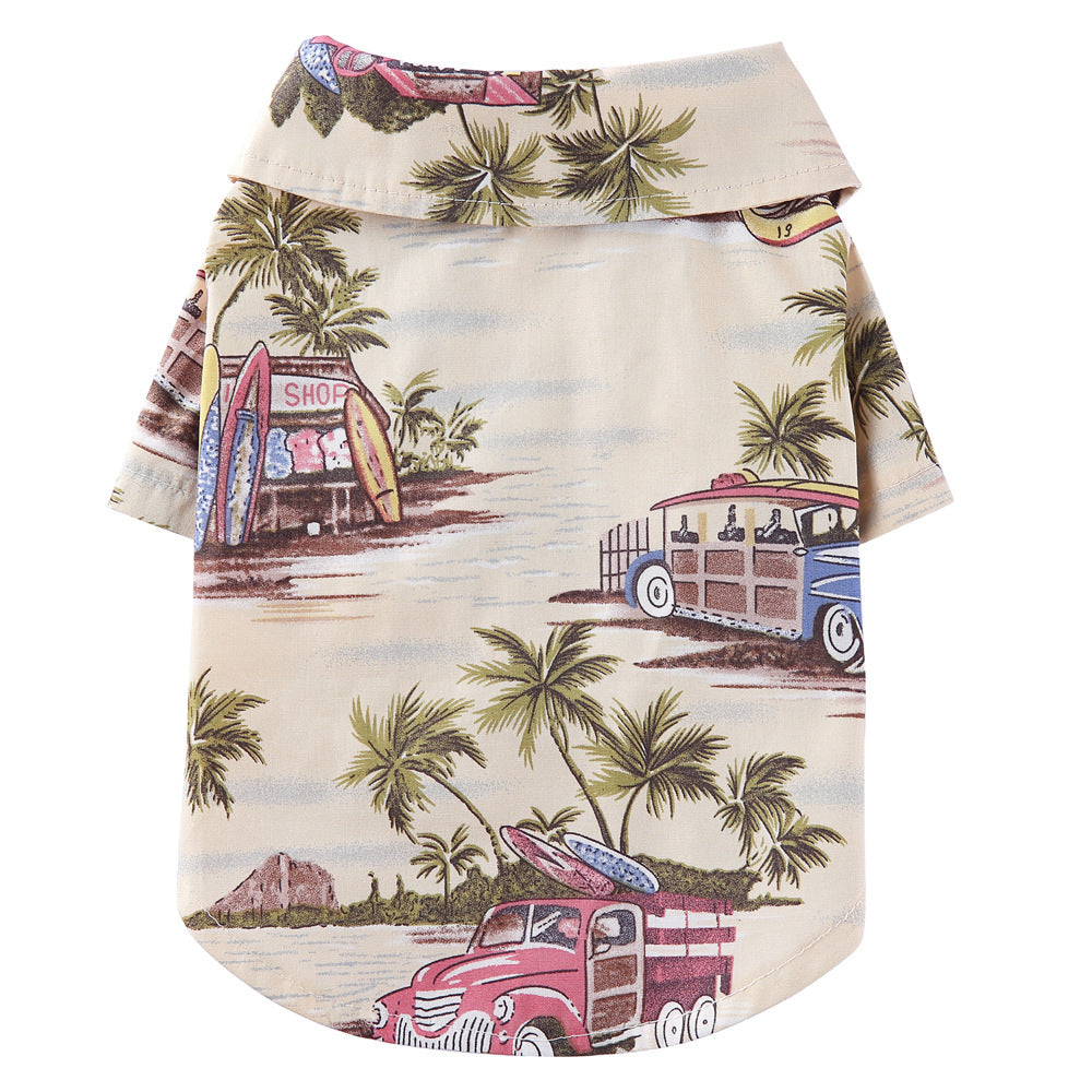 HKM-360467 Hawaiian Print Beach Plaid Shirt for Pets - Cotton Dog Apparel