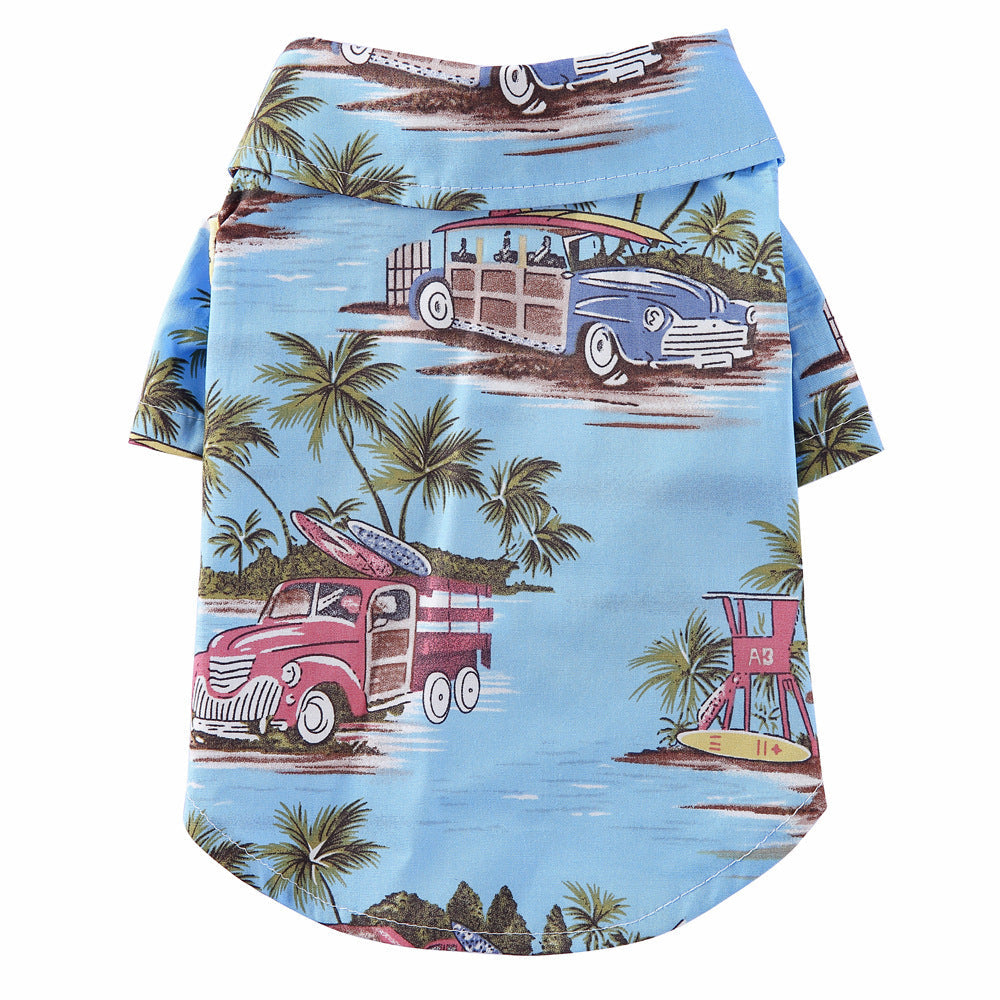 HKM-360467 Hawaiian Print Beach Plaid Shirt for Pets - Cotton Dog Apparel