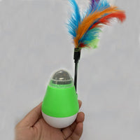 HKM-904979 Catnip-Infused Tumbler Spinning Ball with Feather, Available in Pink, Green, and Gray