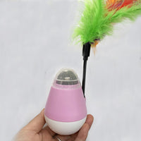 HKM-904979 Catnip-Infused Tumbler Spinning Ball with Feather, Available in Pink, Green, and Gray