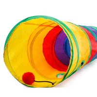 HKM-904147 Rainbow Collapsible Cat Tunnel - Polyester Pet Toy for Play and Comfort