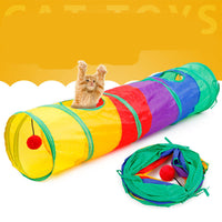 HKM-904147 Rainbow Collapsible Cat Tunnel - Polyester Pet Toy for Play and Comfort