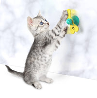 HKM-903827 Butterfly Cat Turntable Bite Toy - Interactive Green and Yellow TPR Design for Cats