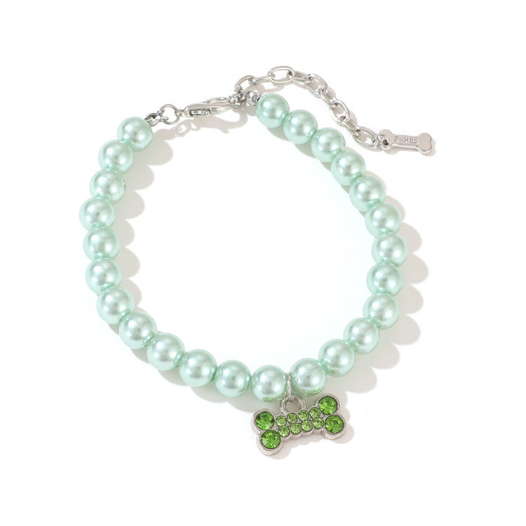 HKM-922771 Colorful Plastic Pearl Cat Necklace - Adjustable Size for Your Feline Friend