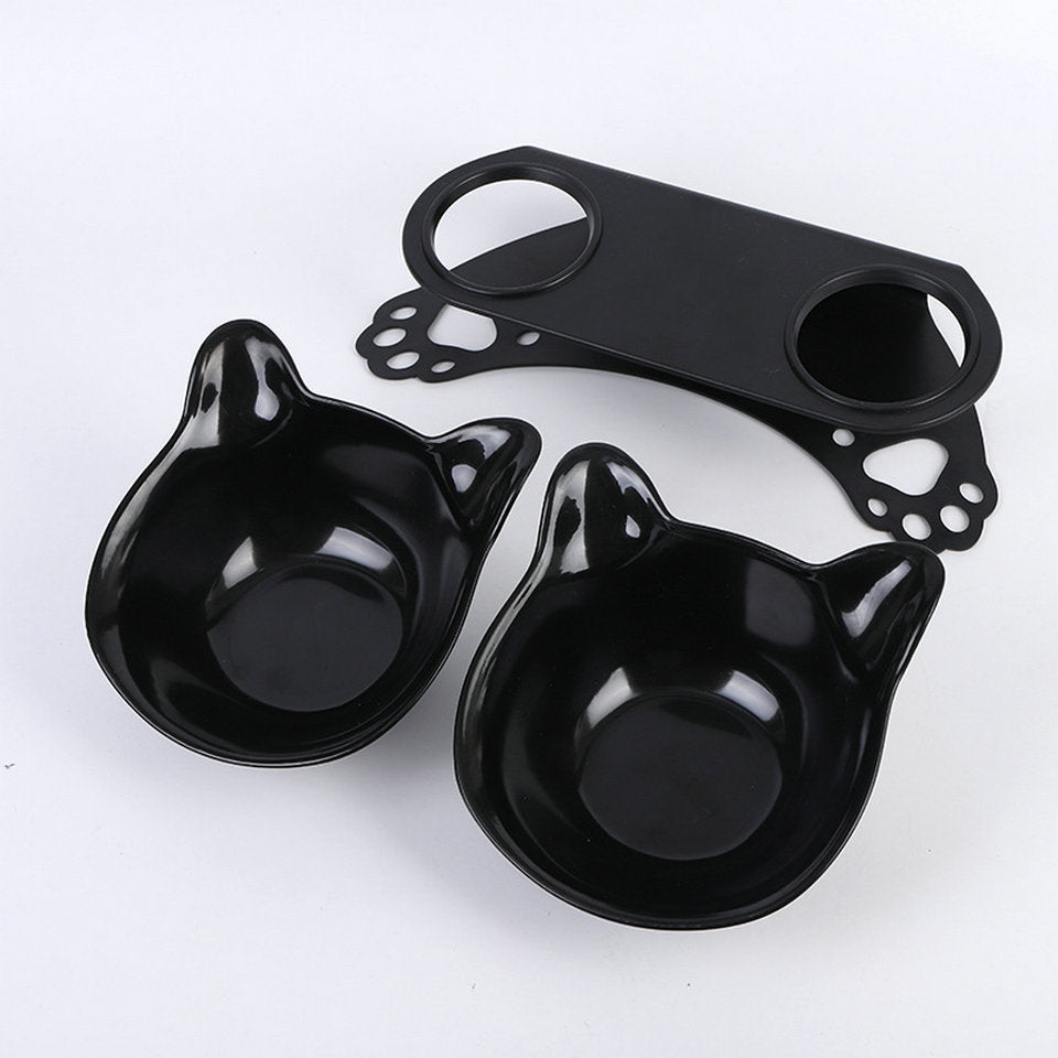 HKM-455251 Cat and Dog Neck Guard Double Bowl with Cat Ear Design - Multiple Colors Available
