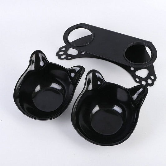 HKM-455251 Cat and Dog Neck Guard Double Bowl with Cat Ear Design - Multiple Colors Available