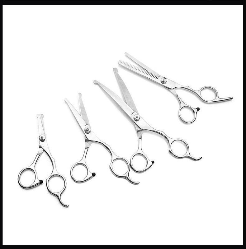 HKM-818899 Pet Grooming Scissors Set with Comb - Stainless Steel, Round Head Design for Safe Fur Care, Ideal for Long-Haired Pets