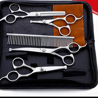 HKM-818899 Pet Grooming Scissors Set with Comb - Stainless Steel, Round Head Design for Safe Fur Care, Ideal for Long-Haired Pets