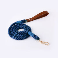 HKM-954387 Cotton Rope and Leather Leash and Collar Set for Medium to Large Dogs ¨C Various Colors Available