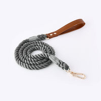 HKM-954387 Cotton Rope and Leather Leash and Collar Set for Medium to Large Dogs ¨C Various Colors Available