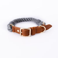 HKM-954387 Cotton Rope and Leather Leash and Collar Set for Medium to Large Dogs ¨C Various Colors Available