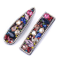 HKM-062611 Personalized Geometric Flannel Colored Glass Hairpin Set