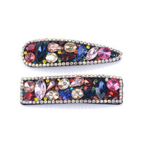 HKM-062611 Personalized Geometric Flannel Colored Glass Hairpin Set