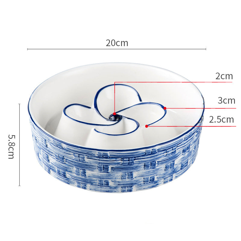HKM-174995 Ceramic Slow Feeder Dog Bowl for Medium and Large Dogs - Non-Slip Design to Promote Slow Eating and Prevent Choking