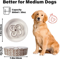 HKM-174995 Ceramic Slow Feeder Dog Bowl for Medium and Large Dogs - Non-Slip Design to Promote Slow Eating and Prevent Choking