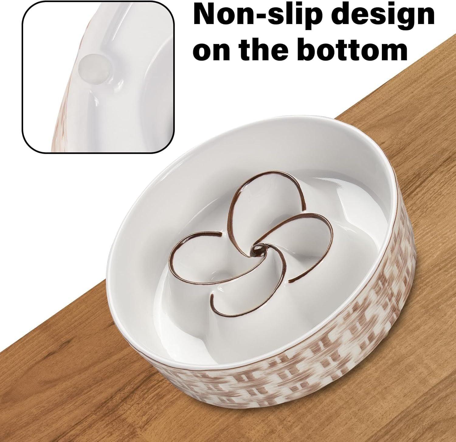 HKM-174995 Ceramic Slow Feeder Dog Bowl for Medium and Large Dogs - Non-Slip Design to Promote Slow Eating and Prevent Choking