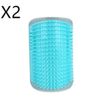 HKM-112659 Cat Self-Grooming Brush with Attracting Cat Mint - Durable Plastic and Easy to Clean, Blue/Gray