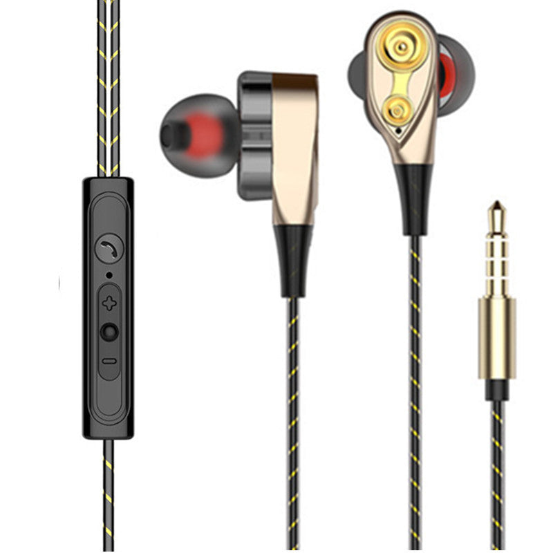 KTX-656787 Wired In-Ear Headphones with Dual Dynamic Subwoofers and Microphone, 3.5mm Plug, Silicone Ear Tips, 1.2m Cable