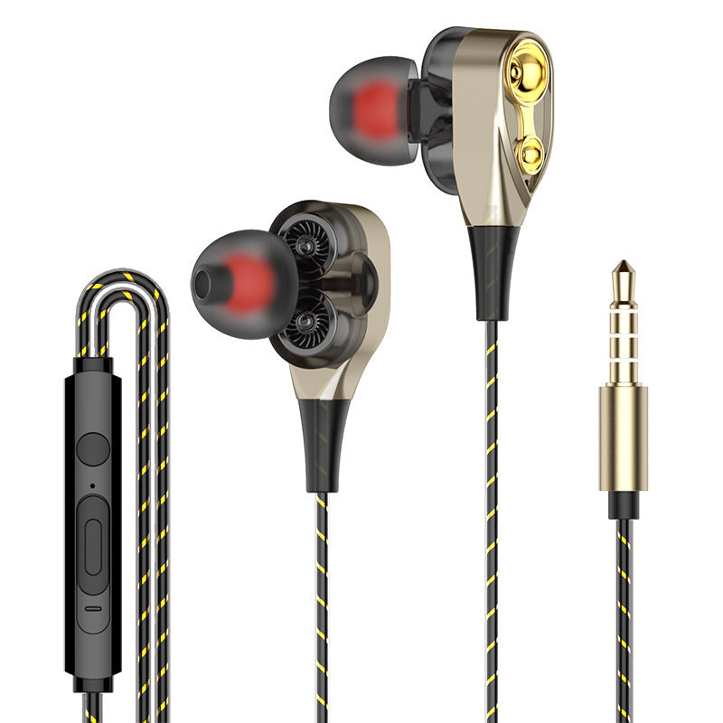 KTX-656787 Wired In-Ear Headphones with Dual Dynamic Subwoofers and Microphone, 3.5mm Plug, Silicone Ear Tips, 1.2m Cable