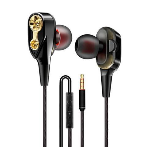 KTX-656787 Wired In-Ear Headphones with Dual Dynamic Subwoofers and Microphone, 3.5mm Plug, Silicone Ear Tips, 1.2m Cable
