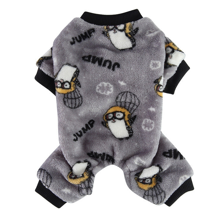 HKM-848531 Cozy Zebra Stripes Thermal Pajamas for Pets in Gray and Penguin Designs