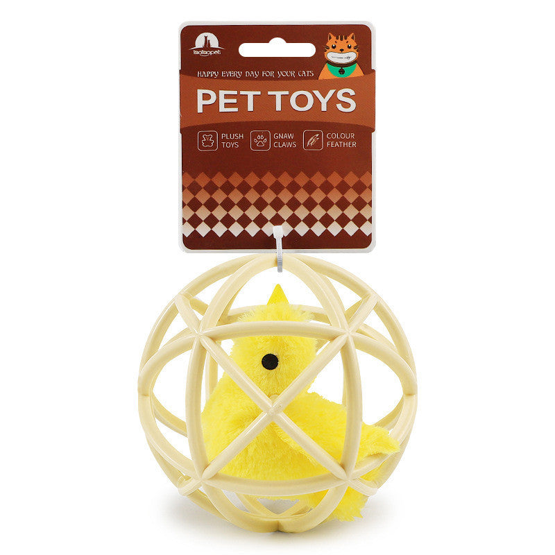 HKM-162835 Durable Plastic Sepak Takraw Balls for Playful Cats - Available in Yellow Chicken and Gray Mouse