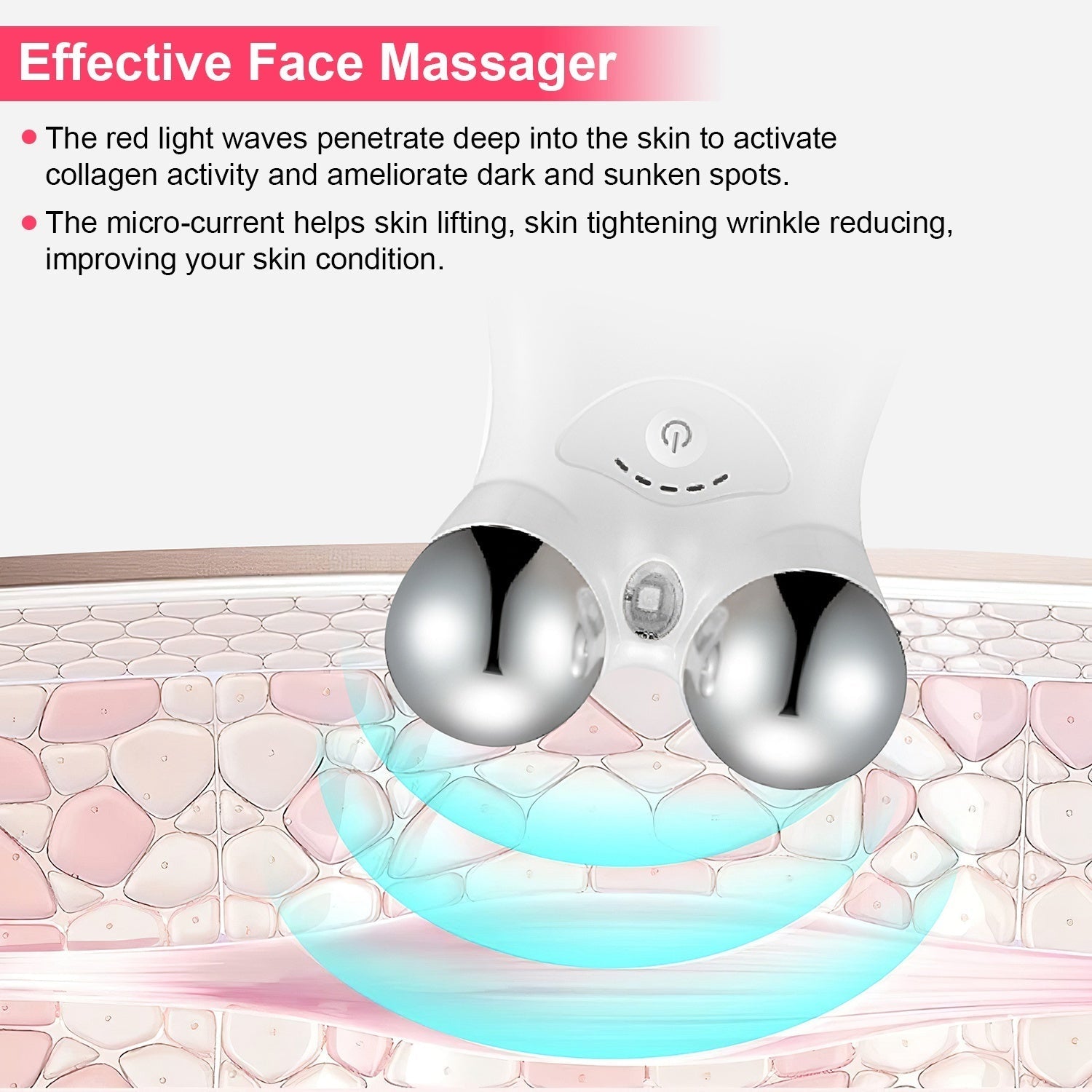 HKM-728019 Rechargeable Micro-current Facial Massager with Adjustable Gears for Skin Tightening and Wrinkle Reduction