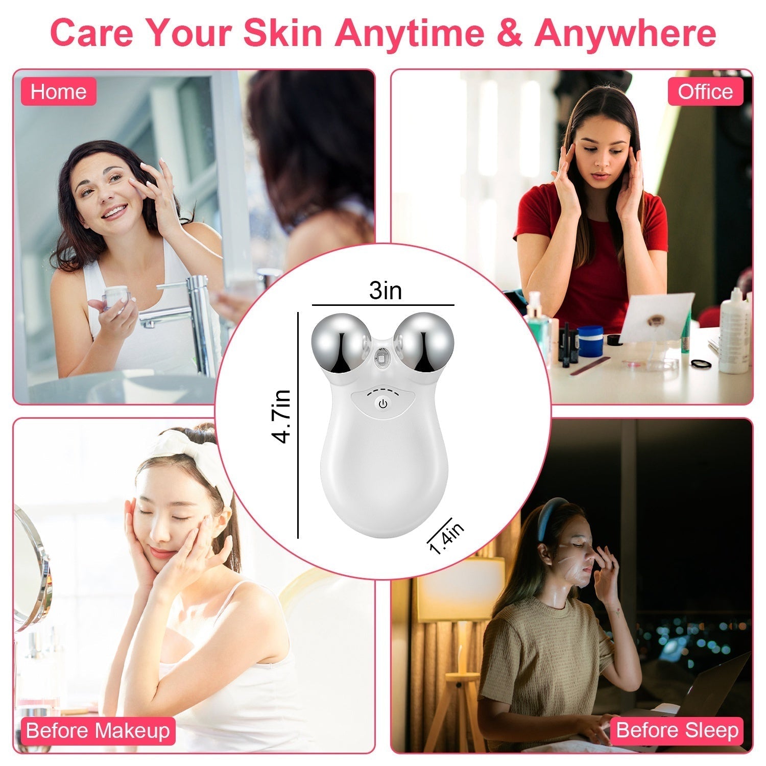 HKM-728019 Rechargeable Micro-current Facial Massager with Adjustable Gears for Skin Tightening and Wrinkle Reduction