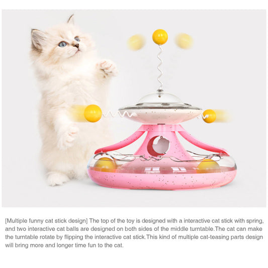 JMT-034186 Interactive Cat Tumbler Toy with Food Dispensing Turntable and Trackball Play Features