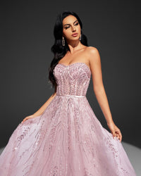HKM-497619 Elegant Pink Evening Dress for Women - Style EZ25097
