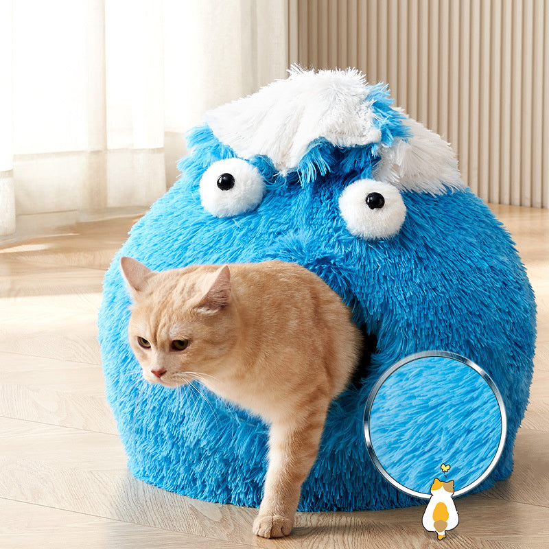 HKM-318419 Cozy Cat Sleeping Nest for Winter, Enclosed Safe House for Cats and Kittens, All-Season Pet Bed