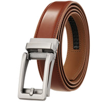 HKM-477523 Men's Leather Belt with Reverse Pull Buckle - Adjustable Fit, Classic Style