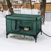 HKM-648723 Waterproof Heated Cat House with Insulated Shelter, Heating Pad, Anti-Chew Cord, 2 Doors & 3 Windows for Indoor/Outdoor Use