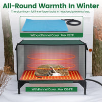 HKM-648723 Waterproof Heated Cat House with Insulated Shelter, Heating Pad, Anti-Chew Cord, 2 Doors & 3 Windows for Indoor/Outdoor Use