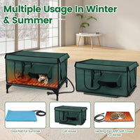 HKM-648723 Waterproof Heated Cat House with Insulated Shelter, Heating Pad, Anti-Chew Cord, 2 Doors & 3 Windows for Indoor/Outdoor Use