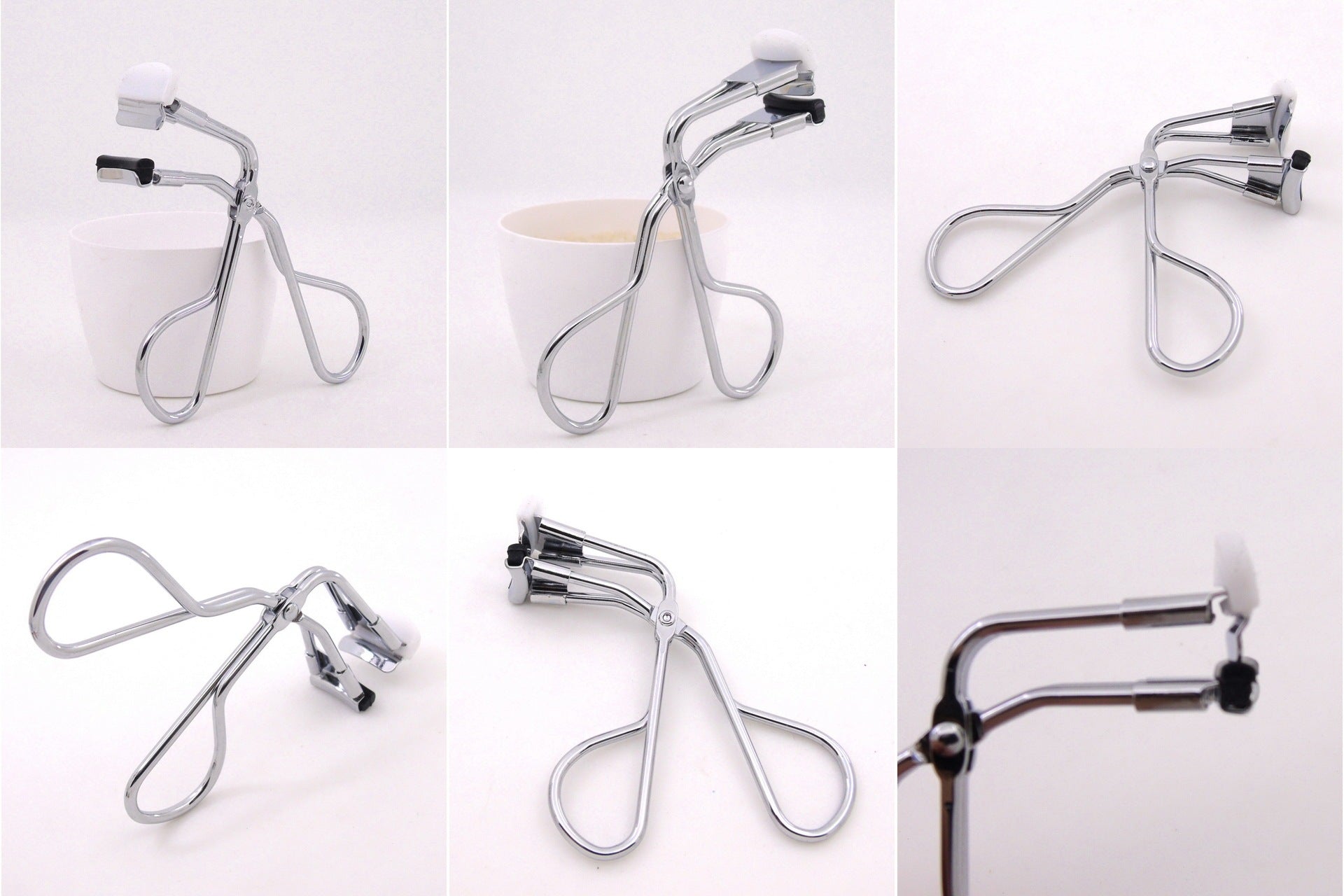 HKM-725715 16mm Partial Eyelash Curler with Silicone Gasket - Carbon Steel Wire Plating, Available in Silver, Black, Titanium, Rose Gold
