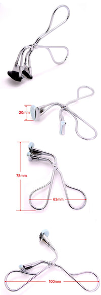 HKM-725715 16mm Partial Eyelash Curler with Silicone Gasket - Carbon Steel Wire Plating, Available in Silver, Black, Titanium, Rose Gold